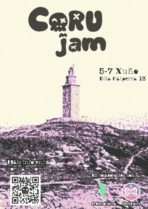 Corujam. 5-7 xuño. Rúa Falperra 13. Máis info en: corujam.com. En colaboración con: A Revolteira, FemDevs